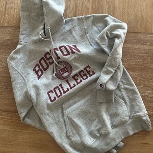Boston College Champion Hooded Gray Collegiate Logo Sweatshirt